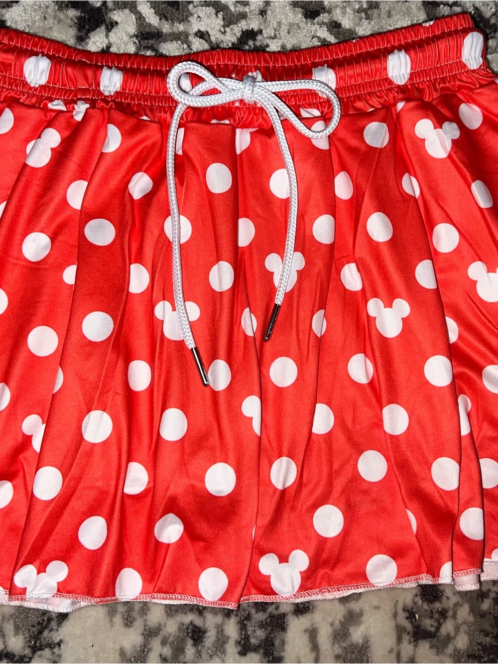Red Polka Dot Minnie Mouse Disney Drawstring skort Sm Med NWOT child ladies